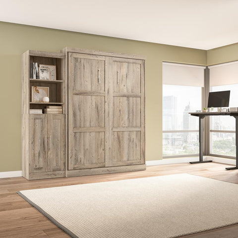 Queen Murphy Bed and Closet Organizer with Doors (90W)