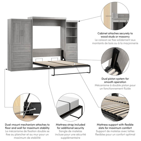 Queen Murphy Bed with Open and Concealed Storage (126W)