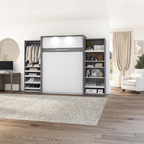 Grand lit escamotable avec 2 organisateurs de garde-robe (125L)