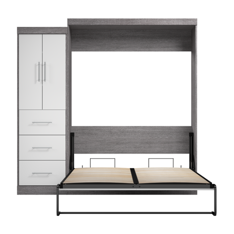 Grand lit escamotable avec armoire-penderie (90L)