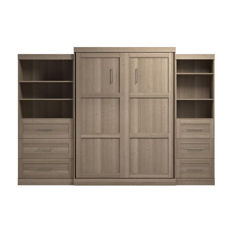 Queen Murphy Bed and 2 Shelving Units with Drawers (126W)