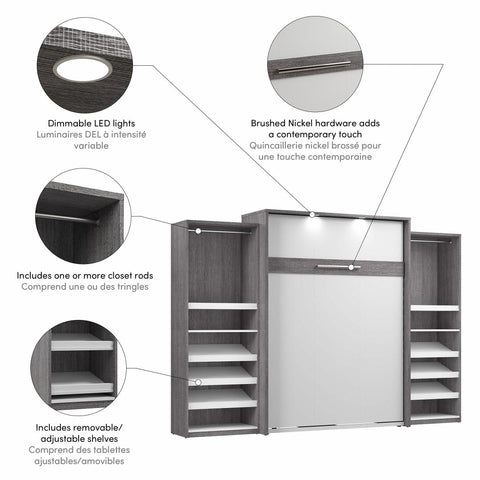 Queen Murphy Bed with 2 Closet Organizers (125W)