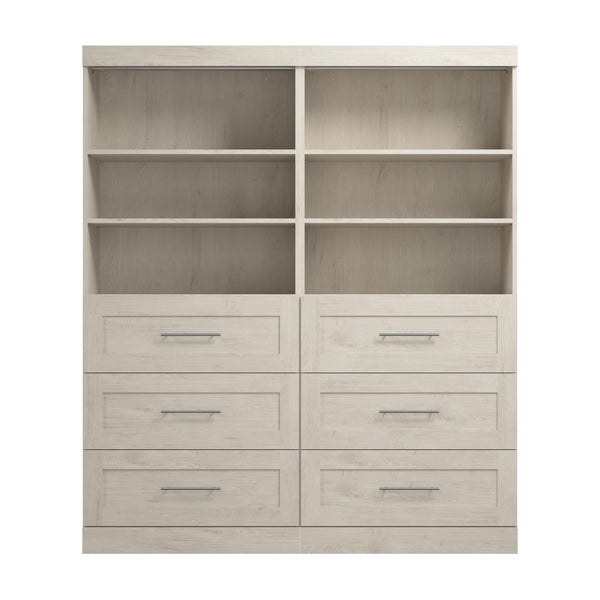 Contemporary Closet System with Shelves, Drawers & Clothing Rods, 72W x 19D