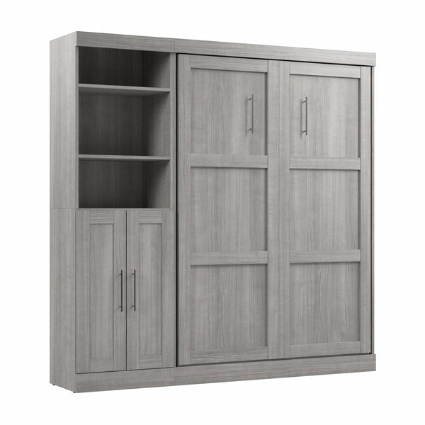 Lit escamotable double et organisateur de garde-robe avec portes (84L)