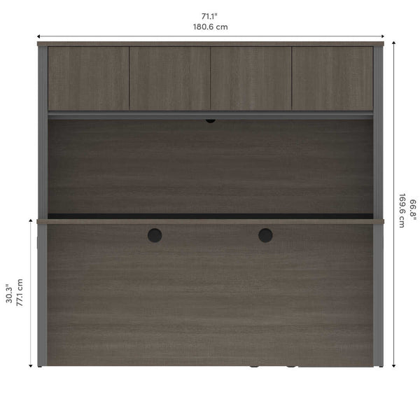 72W U-Shaped Executive Desk with 2 Pedestals and Hutch