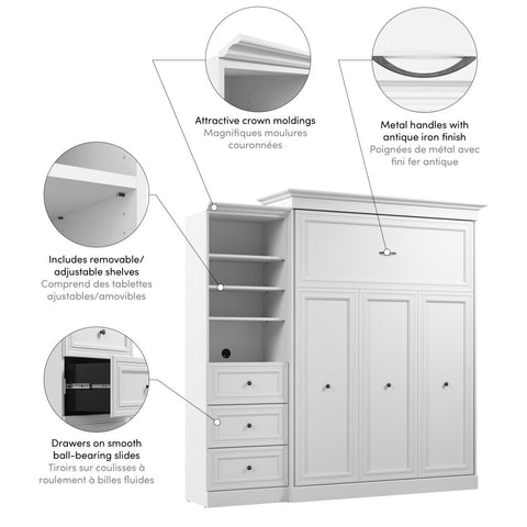 Queen Murphy Bed and Closet Organizer with Drawers (92W)