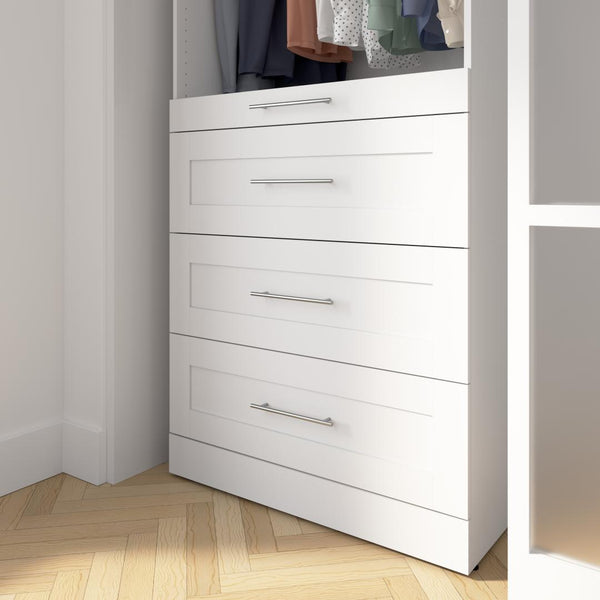 Ensemble de 4 tiroirs Shaker pour organisateur de garde-robe modulaire pour walk-in ou placard avec tablettes 36L x 25P Florence