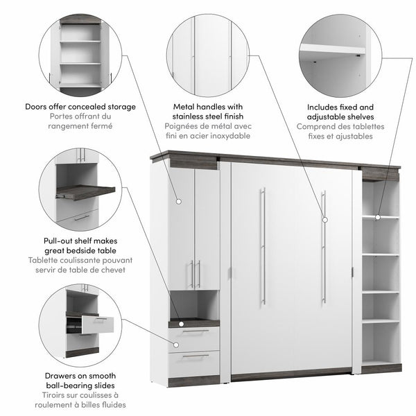 Full Murphy Bed with Storage Cabinet and Shelves (100W)