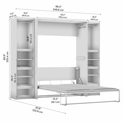 Full Murphy Bed with 2 Narrow Closet Organizers (99W)