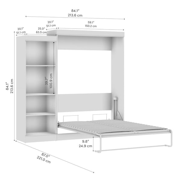 Lit escamotable double avec organisateur de garde-robe (85L)