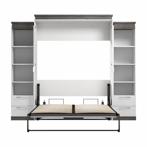 Grand lit escamotable avec tablettes et tiroirs (106L)
