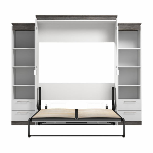 Queen Murphy Bed with Shelves and Drawers (106W)