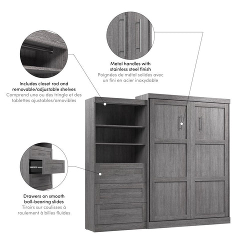 Queen Murphy Bed and Shelving Unit with Drawers (101W)