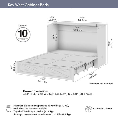 Lit armoire double avec tiroir coulissant 59L