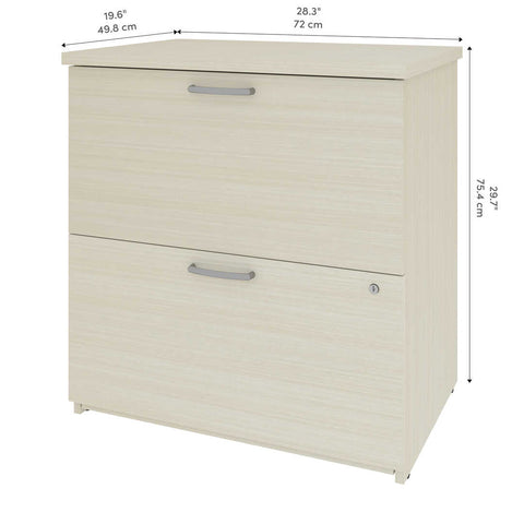 Bureau en U 66L avec huche, classeur latéral et bibliothèque