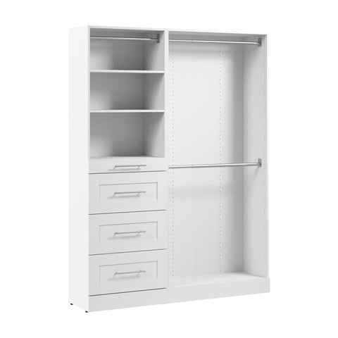 Système de rangement modulaire pour garde-robe walk-in ou placard avec tringles, tablettes et tiroirs 61L x 16P, style Shaker