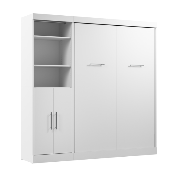 Lit escamotable double et organisateur de garde-robe avec portes (84L)
