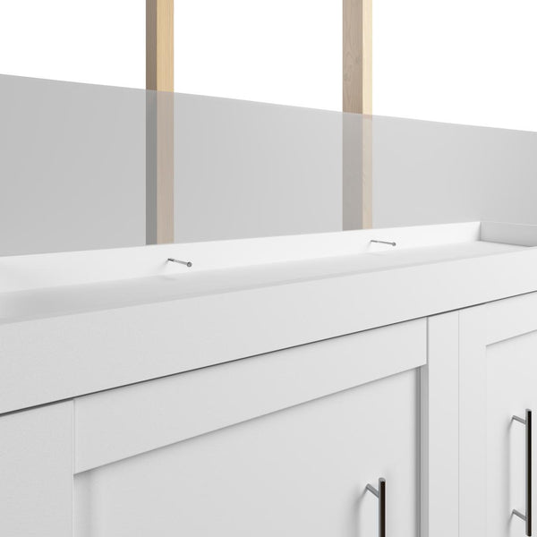 Queen Murphy Bed and 2 Shelving Units with Drawers (115W)