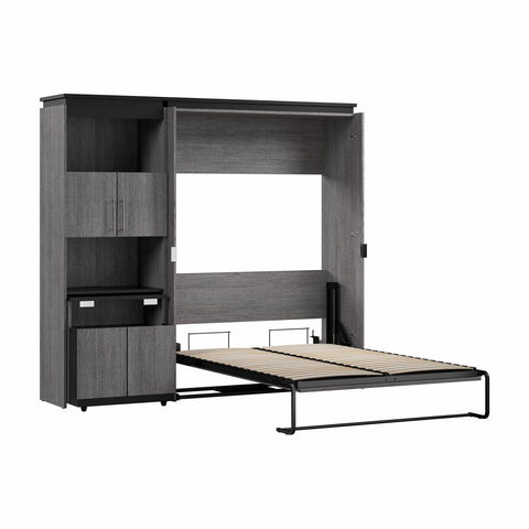 Lit escamotable double avec armoire et bureau rétractable (91L)