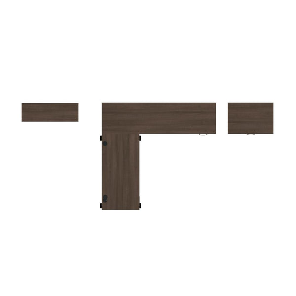 72W L-Shaped Standing Desk with Bookcase and File Cabinet