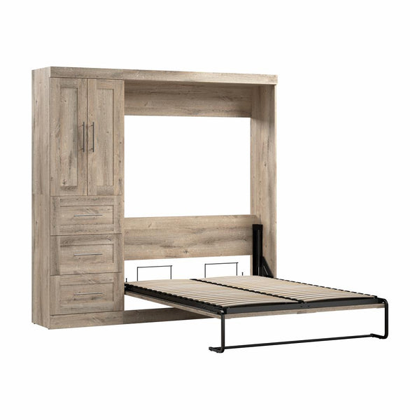 Lit escamotable double avec organisateur de garde-robe avec tiroirs (84L)