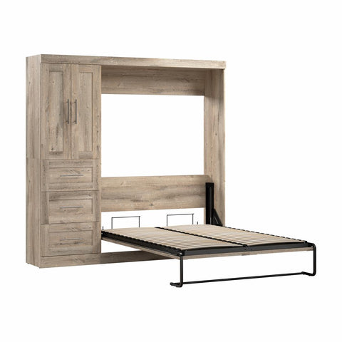 Lit escamotable double avec organisateur de garde-robe avec tiroirs (84L)