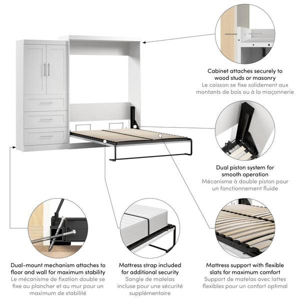 Grand lit escamotable et armoire avec tiroirs (101L)
