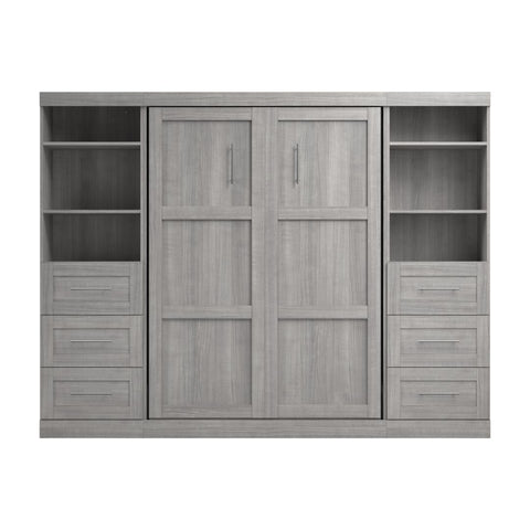 Lit escamotable double et 2 étagères avec tiroirs (109L)