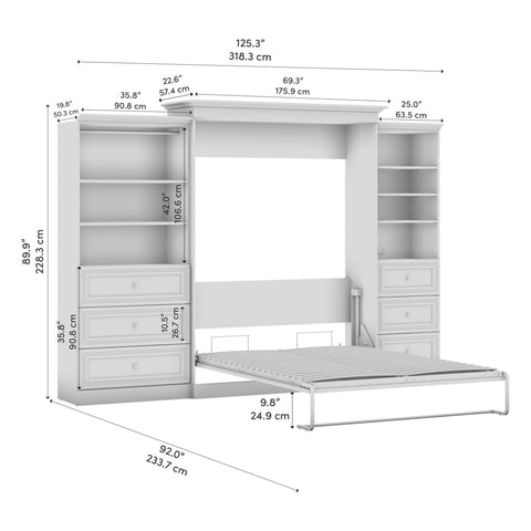 Grand lit escamotable et organisateurs de garde-robe avec tiroirs (126L)