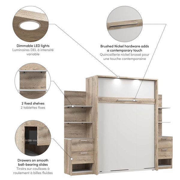 Full Murphy Bed with Nightstands and Floating Shelves (99W)