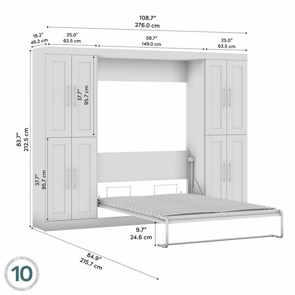 Lit escamotable double avec armoires (109L)