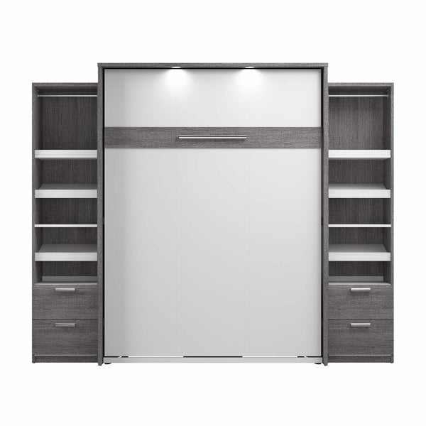 Queen Murphy Bed and 2 Narrow Closet Organizers with Drawers (105W)