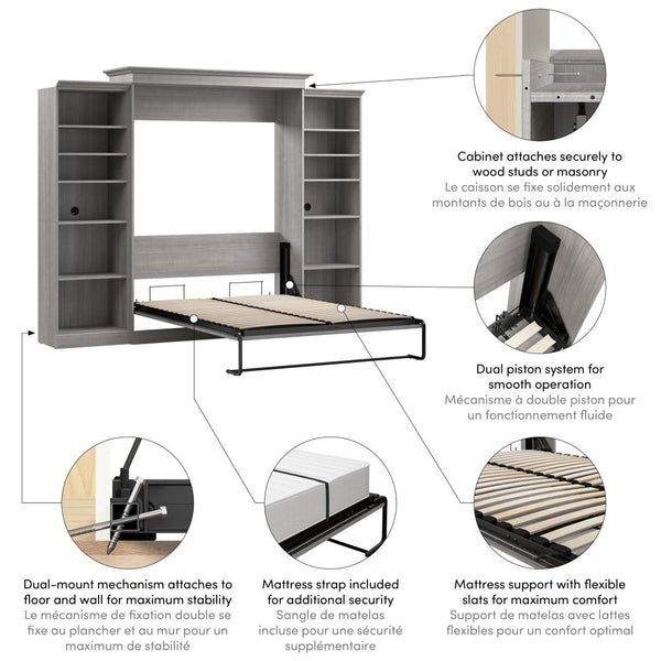 Grand lit escamotable et 2 organisateurs de garde-robe (115L)