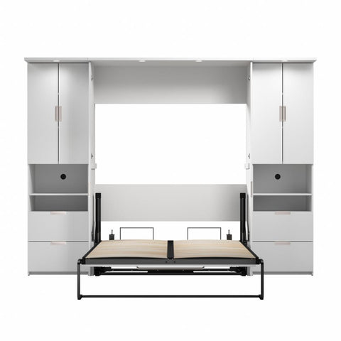 Lit escamotable double avec 2 armoires (107L)