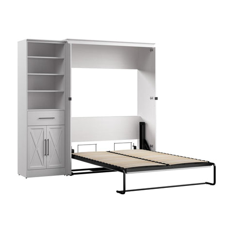 Lit escamotable double et organisateur de garde-robe avec tiroir et portes (88L)