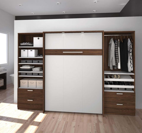 Lit escamotable double avec 2 organisateurs de garde-robe avec tiroirs (119L)