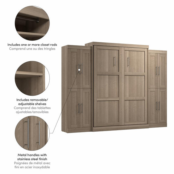 Grand lit escamotable avec armoires (115L)