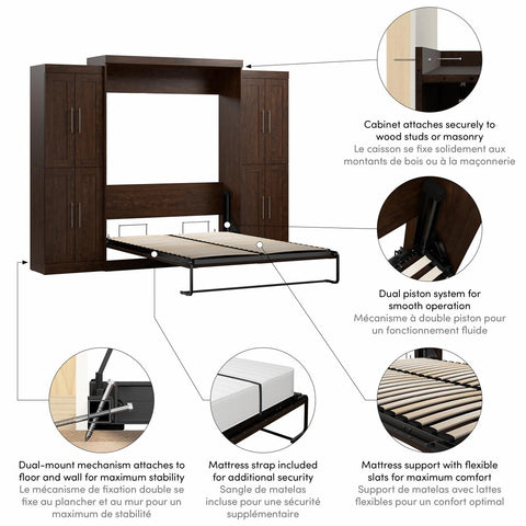 Grand lit escamotable avec armoires (115L)