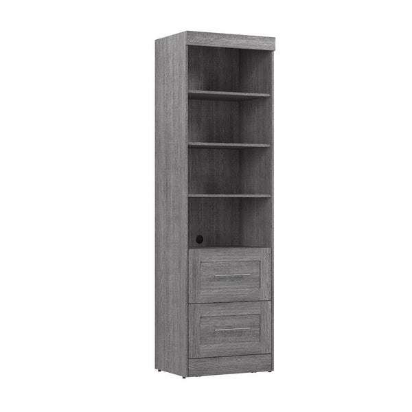 25W Pull-Out Desk Cabinet with Shelves and Hidden Storage