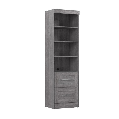 25W Pull-Out Desk Cabinet with Shelves and Hidden Storage