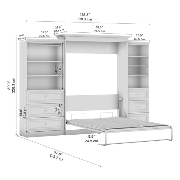 Grand lit escamotable et organisateurs de garde-robe avec tiroirs (126L)