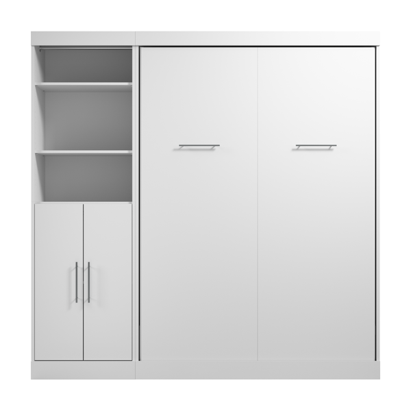 Lit escamotable double et organisateur de garde-robe avec portes (84L)