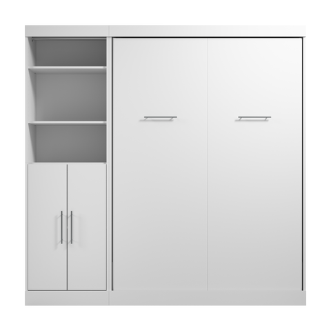 Lit escamotable double et organisateur de garde-robe avec portes (84L)