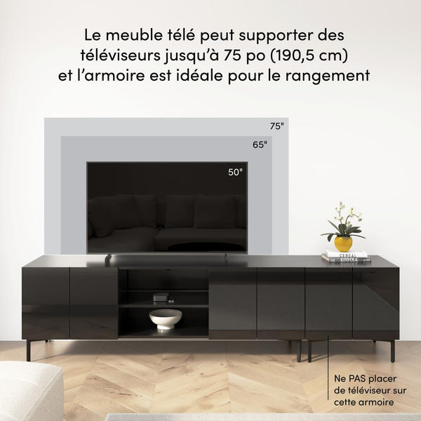 94W Modular Entertainment Center with TV Stand and Storage Cabinet