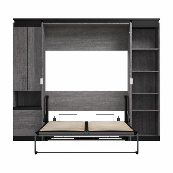 Full Murphy Bed with Storage Cabinet and Shelves (100W)