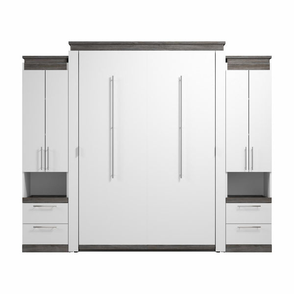 Queen Murphy Bed with Storage Cabinets and Pull-Out Shelves (106W)