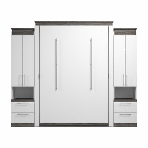 Grand lit escamotable avec armoires et tablettes coulissantes (106L)
