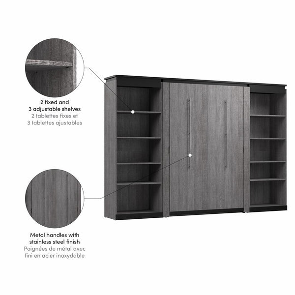 Lit escamotable double avec étagères (120L)