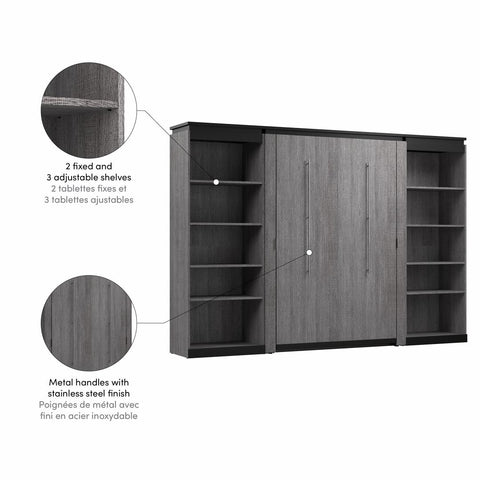 Lit escamotable double avec étagères (120L)