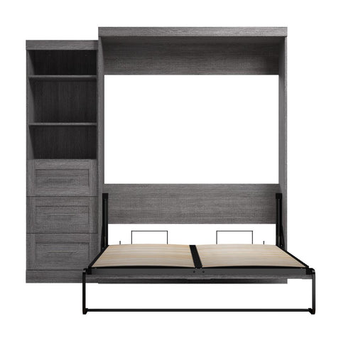 Queen Murphy Bed and Shelving Unit with Drawers (90W)